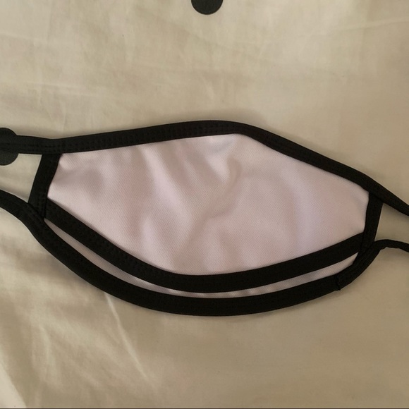 White Cloth Face Mask with Slit/ Flap for Drinking with Straw - Picture 2 of 5